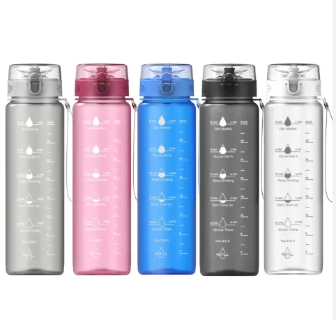 Factory Bulk Sports Outdoor Gym Portable Motivational Water Bottle with Time Mark