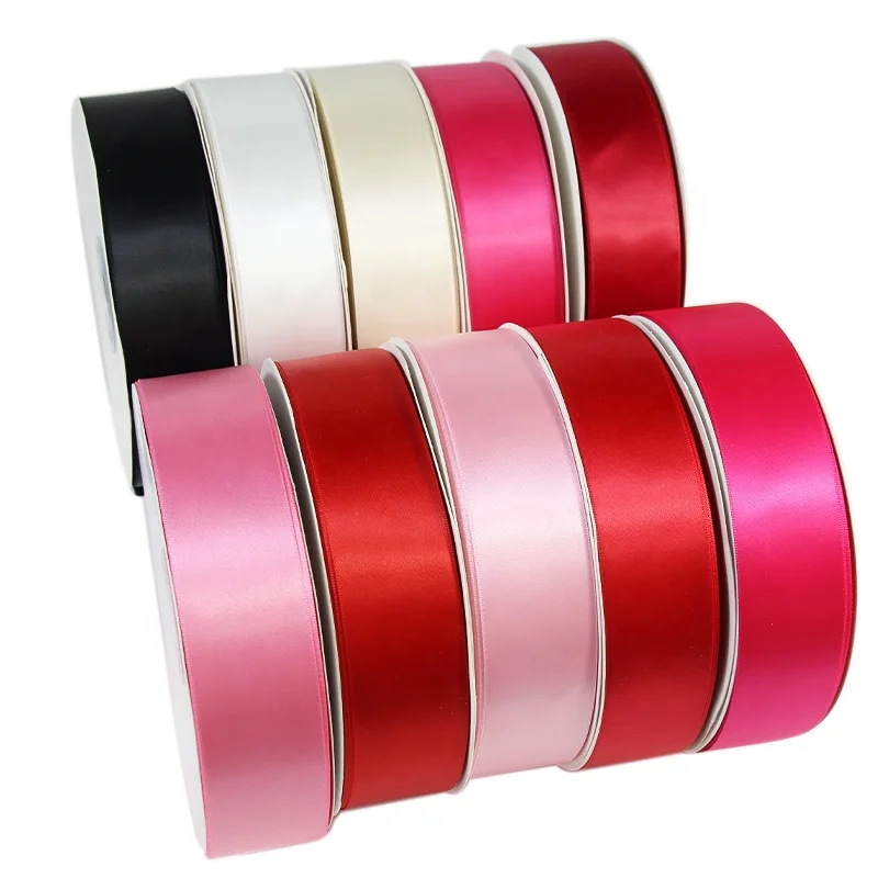 Custom Stocked 196 Colors Satin Ribbon 4 cm Solid Color Plain Polyester Ribbons Supplies for Ribbon Roses