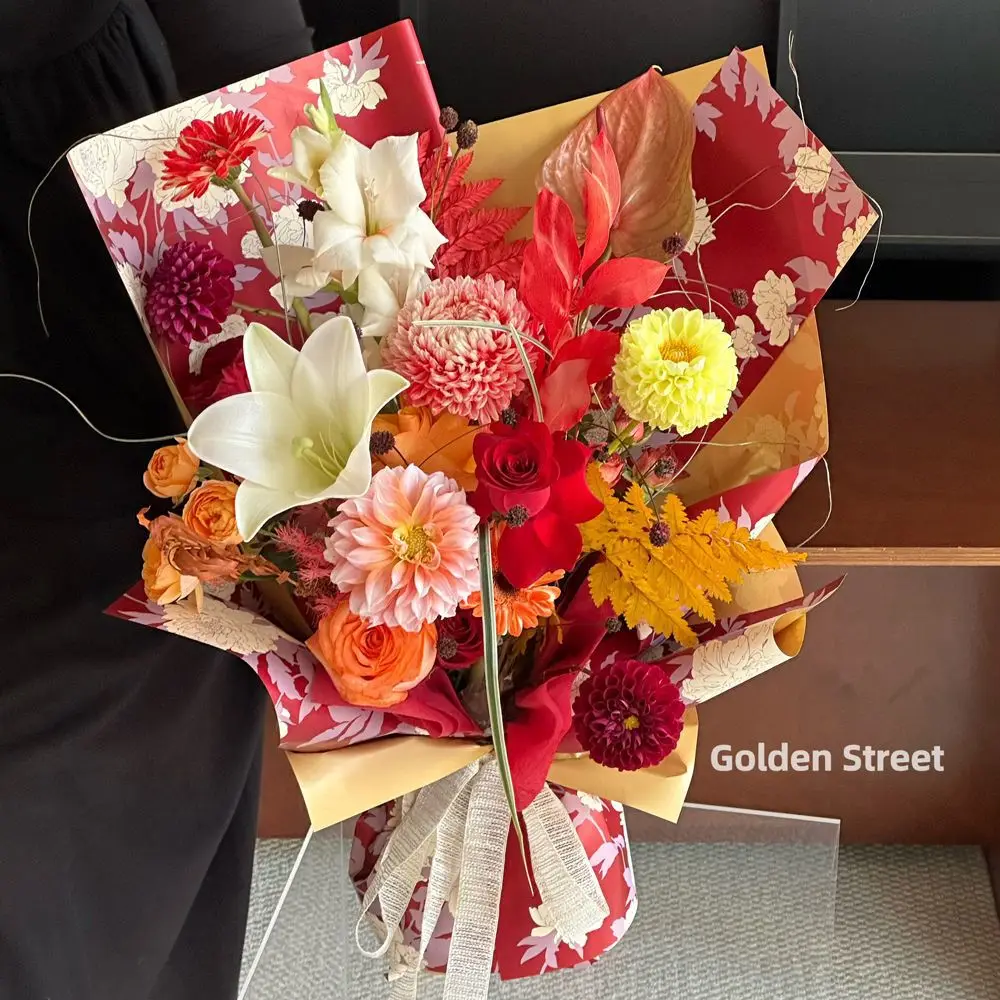 2024 New Arrival Directly Factory Wholesale Waterproof Flower Wrapping Paper with Floral Pattern for Fresh Flowers Bouquet