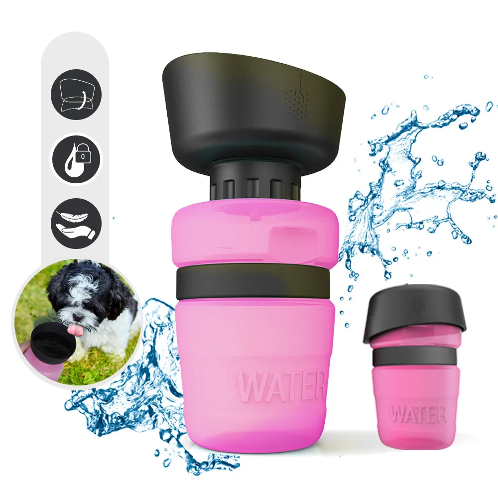 Portable Squeeze Type Pet Cat Outdoor Drinking Bottle Going Out Drinking Cup And Feeding Bowl 500ml Dog Drinking Bottle