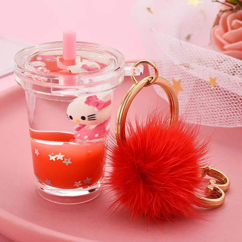 Verified keychain manufacturer wholesale transparent acrylic material liquid keychain boba