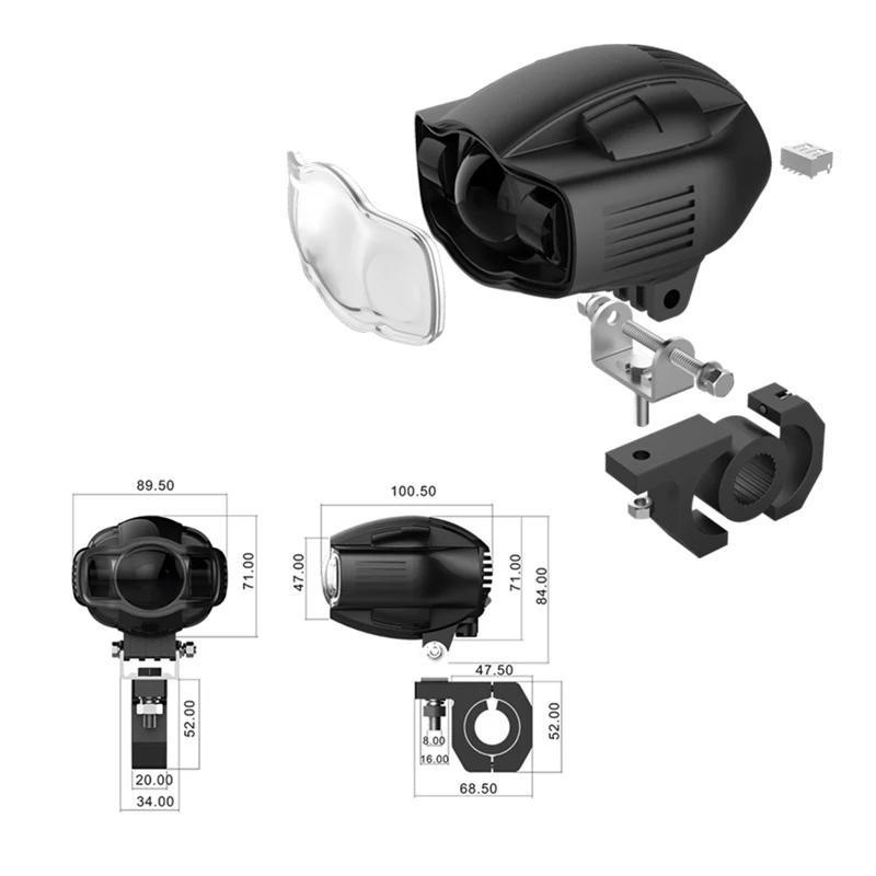 Внешние электрические фары, вспомогательные огни, система освещения для мотоцикла, 20 Вт, светодиодная прожекторная лампа