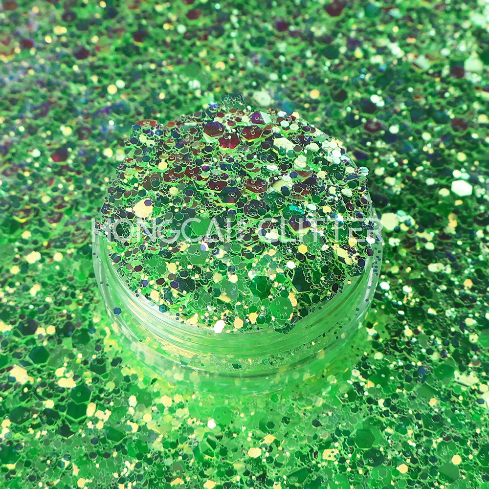 Bulk new colors cosmetic grade nails glitter sparkle fluorescence chunky mix glitter