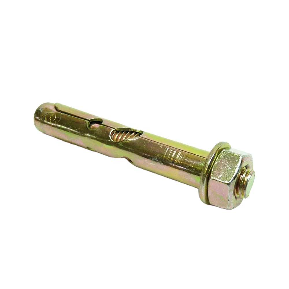 Yellow Zinc Plated Sleeve Anchor Bolts With Hex Flange Nut