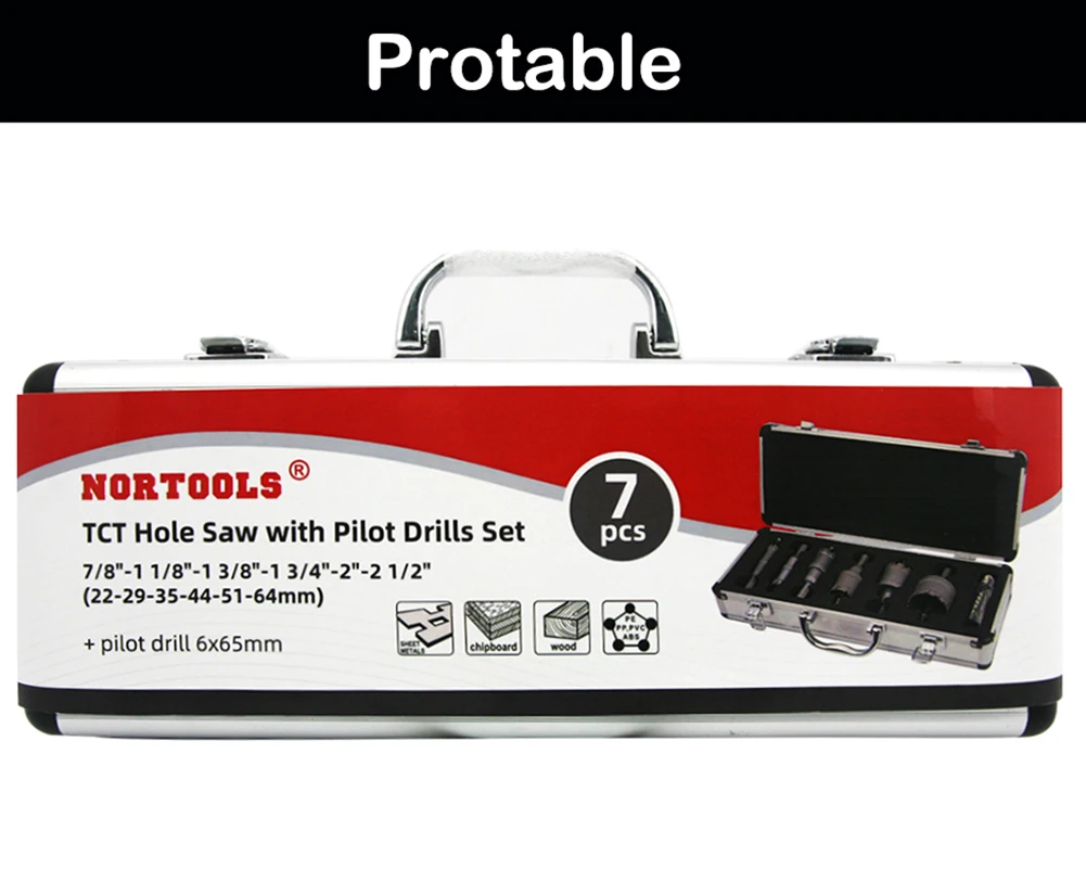 
7 PCS TCT Hole Saw with Pilot Drills Set 