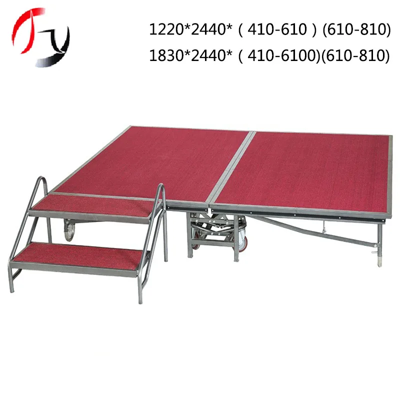 
Sturdy And Durable Carpet Fabric Foldable Metal Movable Event Mobile Stage for party event 