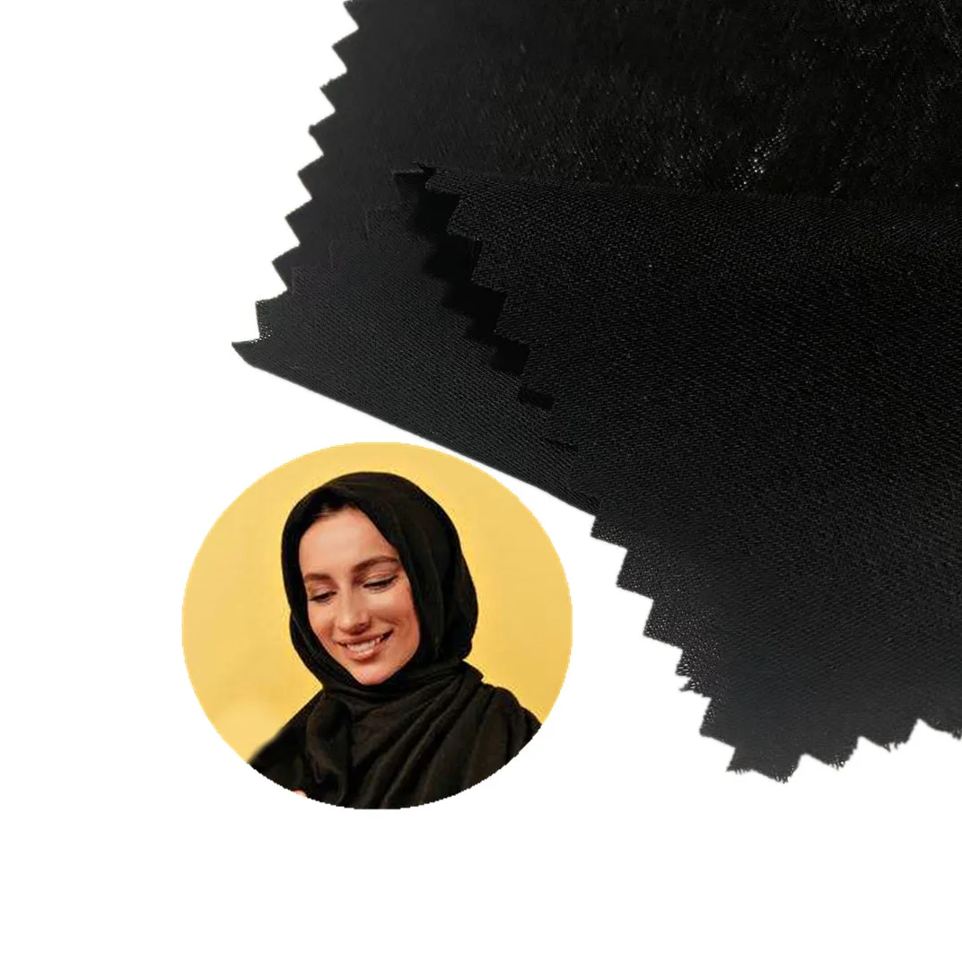 Abaya clothing fabric jet black tissus fabric fursan fabric