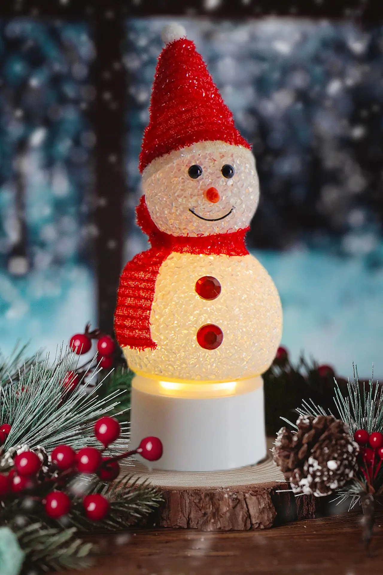 Christmas Kid Gift Snowman Shape LED Light with Base Ambiance ornament
