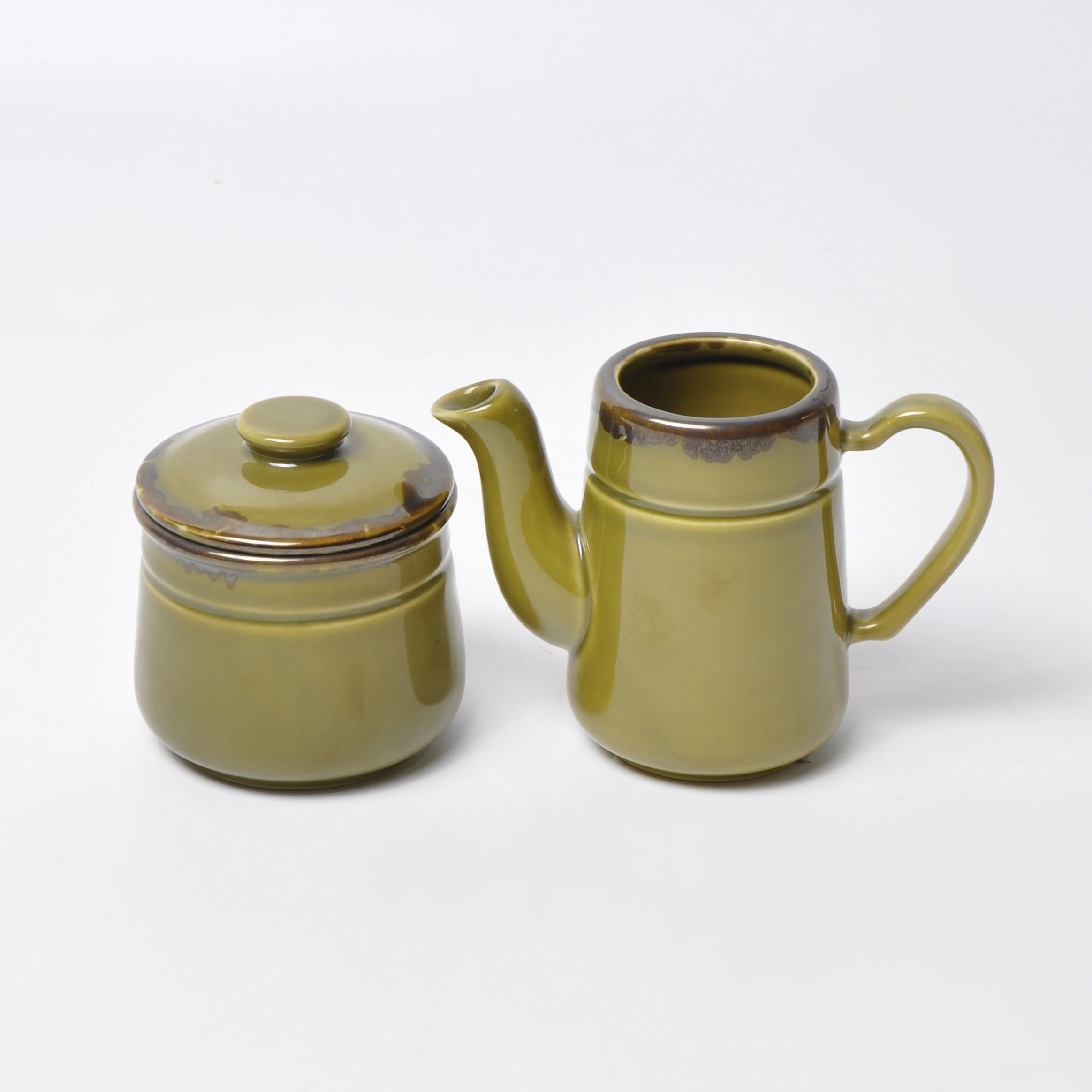 
fasion customized reactive glaze set of two creamic sugar and creamer set 