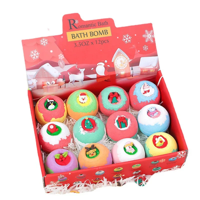 Private Label Cute Organic Kids Bubble Fizzy Bath Gift Set Bath Bombs With Surprise Toys Inside Christmas Bath Bombs Gift Set