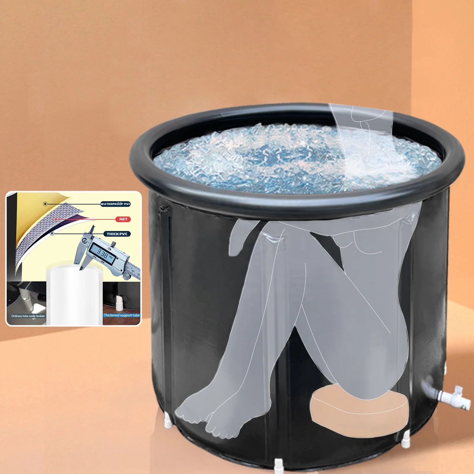 Household indoor foldable inflatable pvc bathtub for single adult