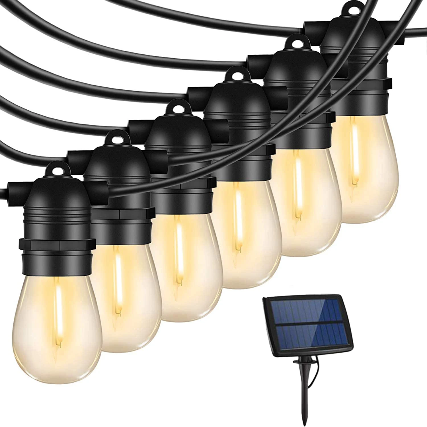 
48FT Powered Outdoor With Bulbs Power Holiday Living Decorative Patio Chain Led Flood Lights Solar String Light 