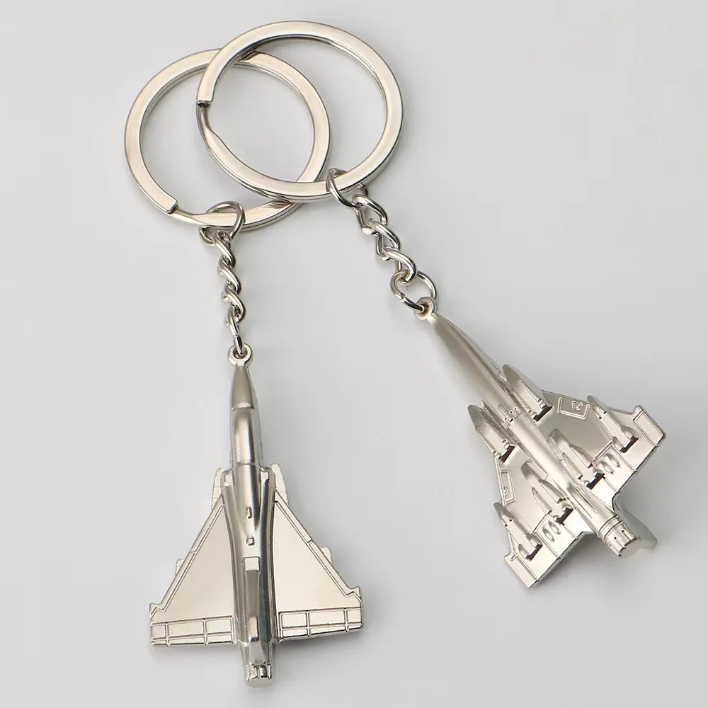 Metal Key Chain Fighter Aviation Airplane Keychain Three-dimensional Hanging Aircraft Key Ring Souvenir Gift Silver Aviation