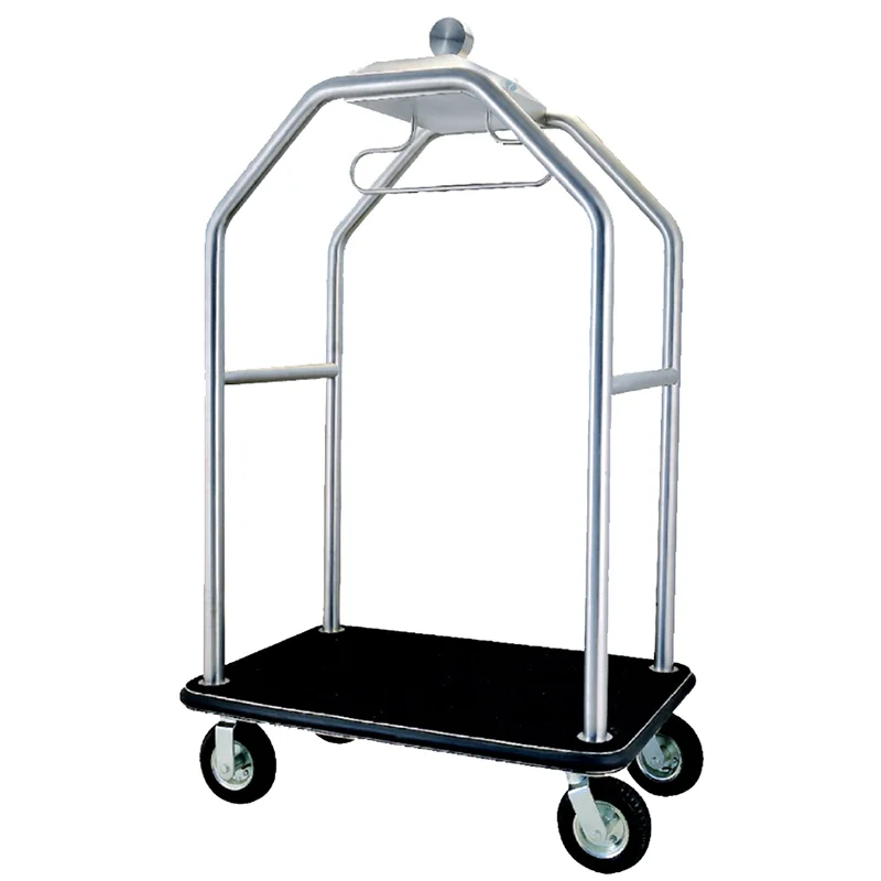 Hotel Lobby Stainless Steel Bellman Trolley Baggage Luggage Cart