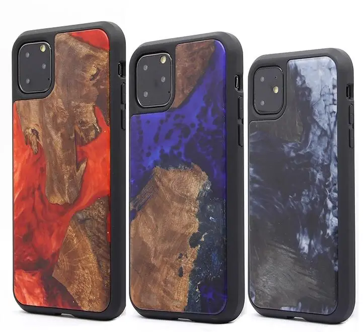 
Wood Resin Case for iPhone 11 One-of-A-Kind Protective Traveler Bumper Cover 