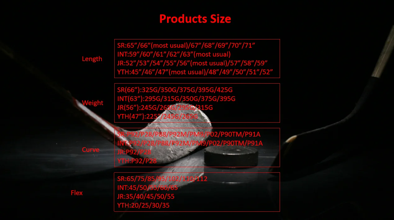 Customized 100% carbon fiber hockey sticks for adults/youth/children