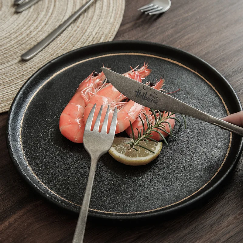 High Quality Stainless Steel Cutlery Mirror Vintage Flatware Snowflake Frosted Feel Knife Fork Spoon Silverware For Restaurant