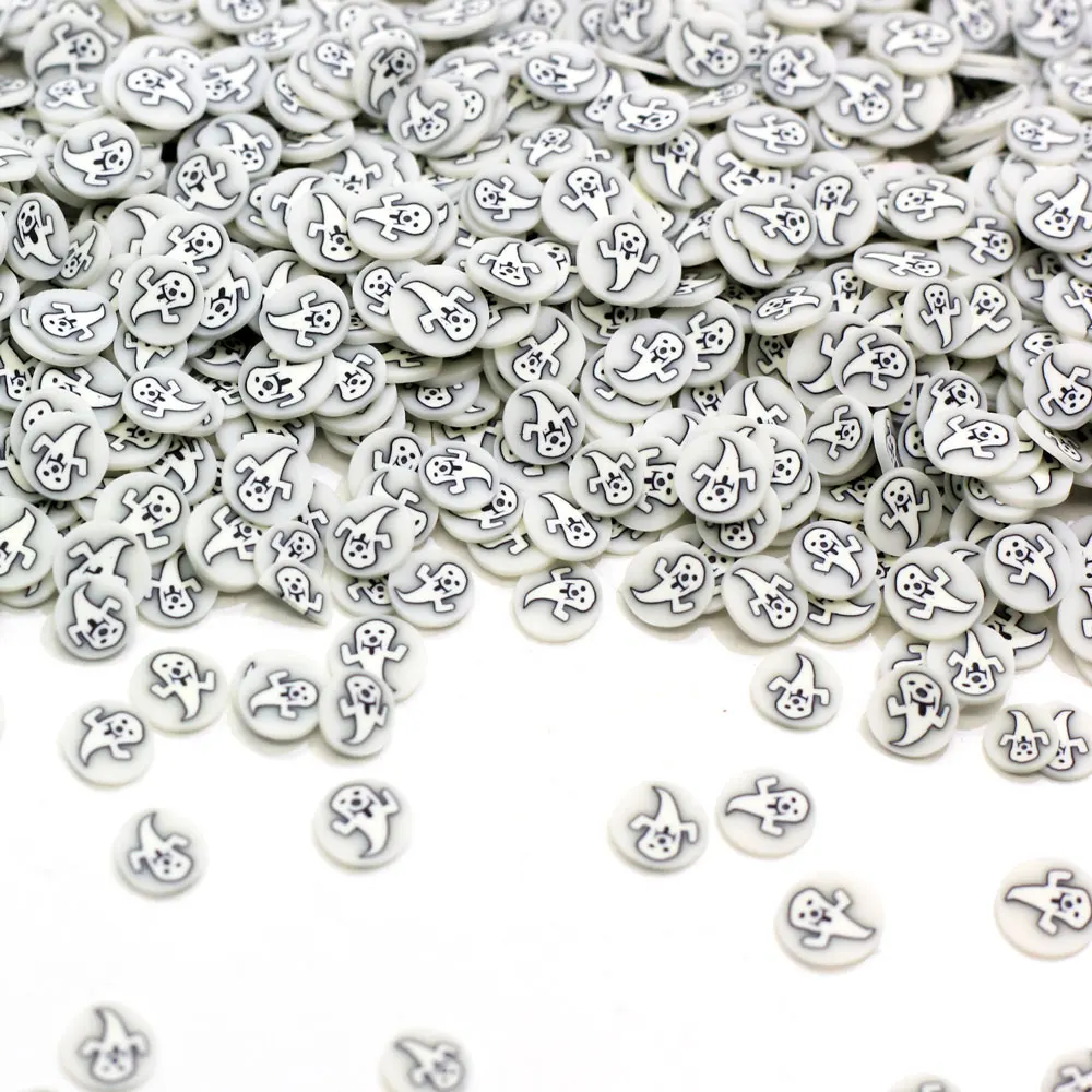 
New Arrival 5mm Halloween Ghost Bat Cobweb Black Cat Polymer Clay Sprinkles for Halloween Decoration 