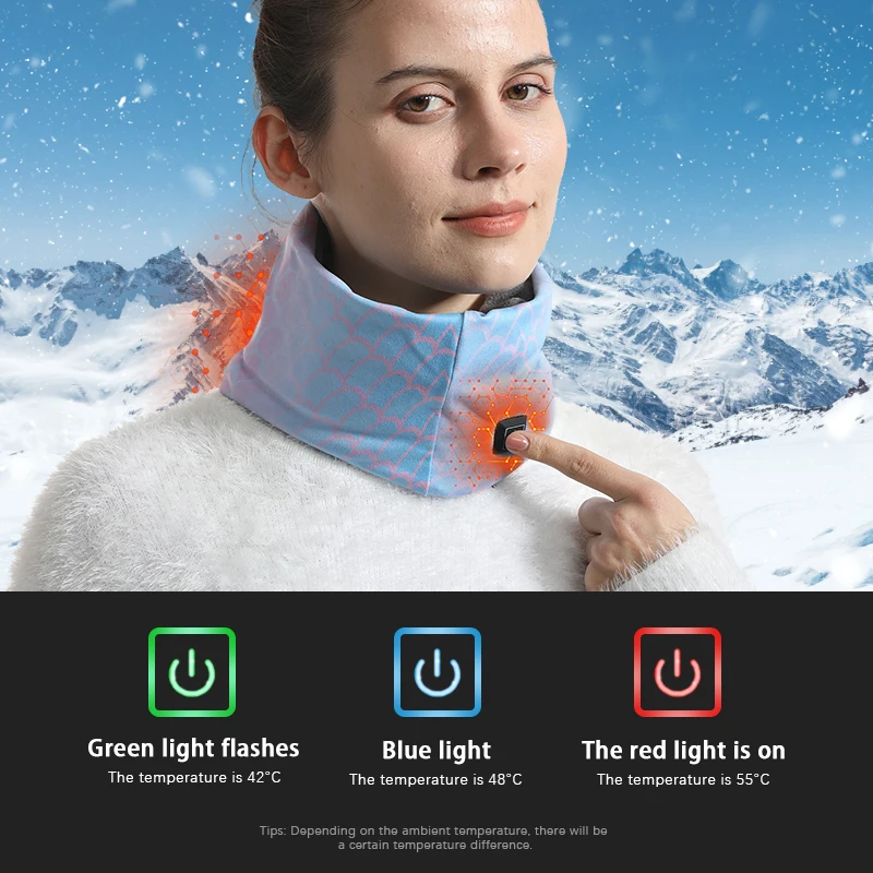 OEM Winter Custom Portable Neck Battery Heated Scarf Outdoor Warmth Smart Electricity  Warmer With Heating