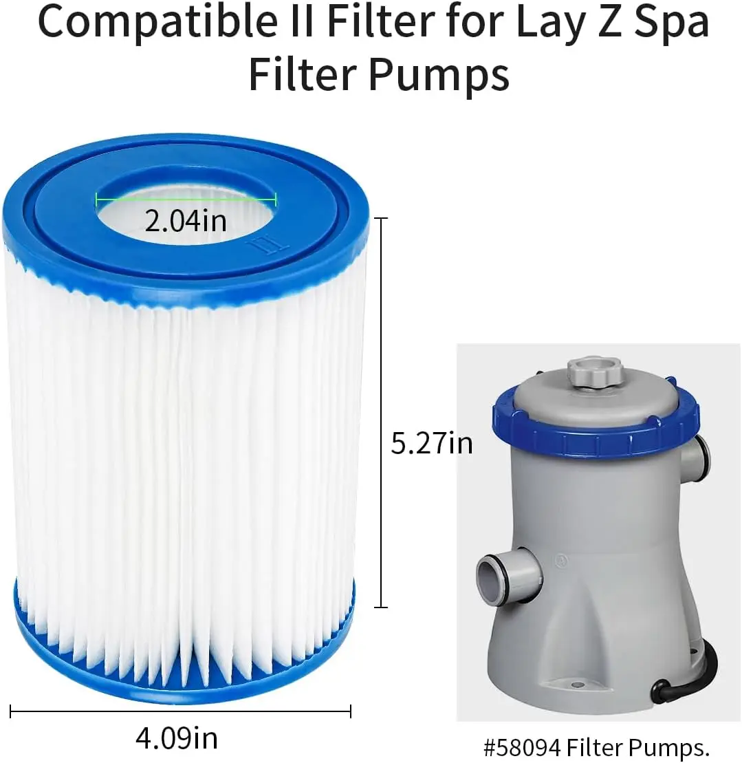 Type II cartridge filter pump adapted to Lay Z spa Type II Pool Water Treatment adapted to Lay Z spa Pool Filter Cartridges
