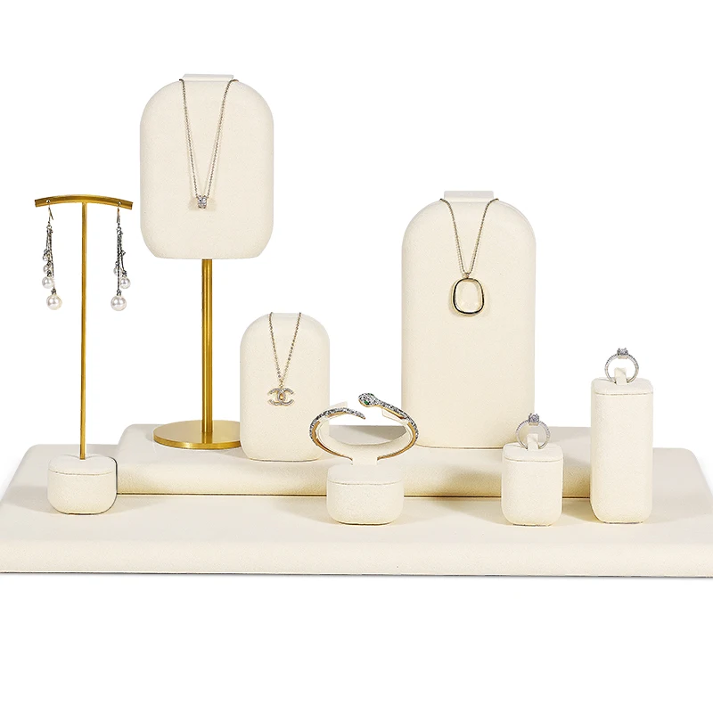 High Grade Jewelry Display Set for Window Show Beige Jewelry Display Stand Accepted Customized Jewelry Displays Set