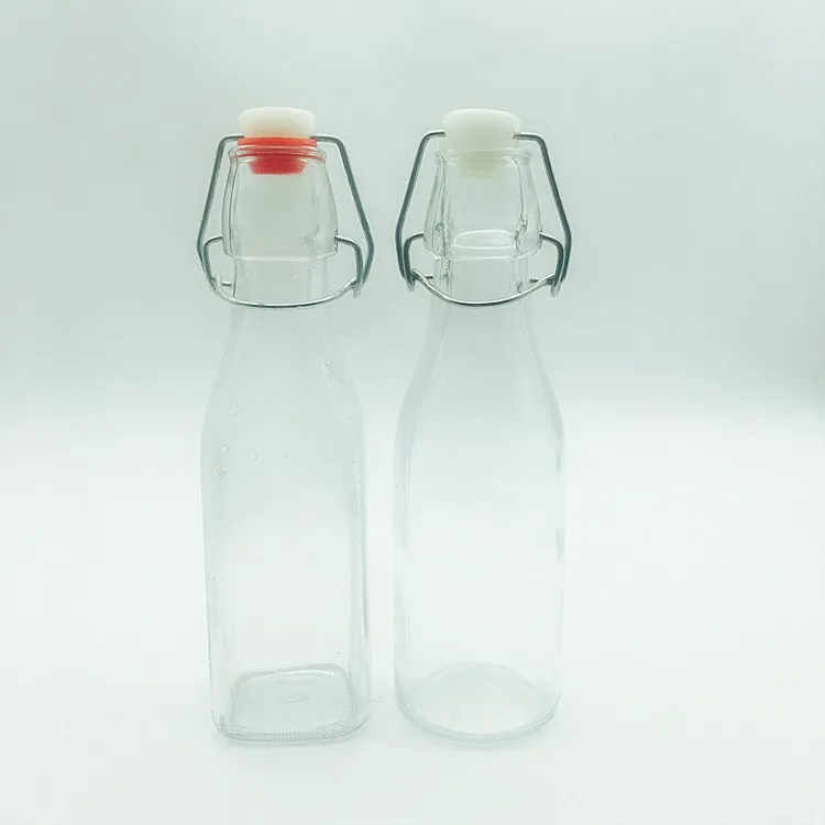 Clear swing top glass bottles 250ml for beer, water, kombucha tea