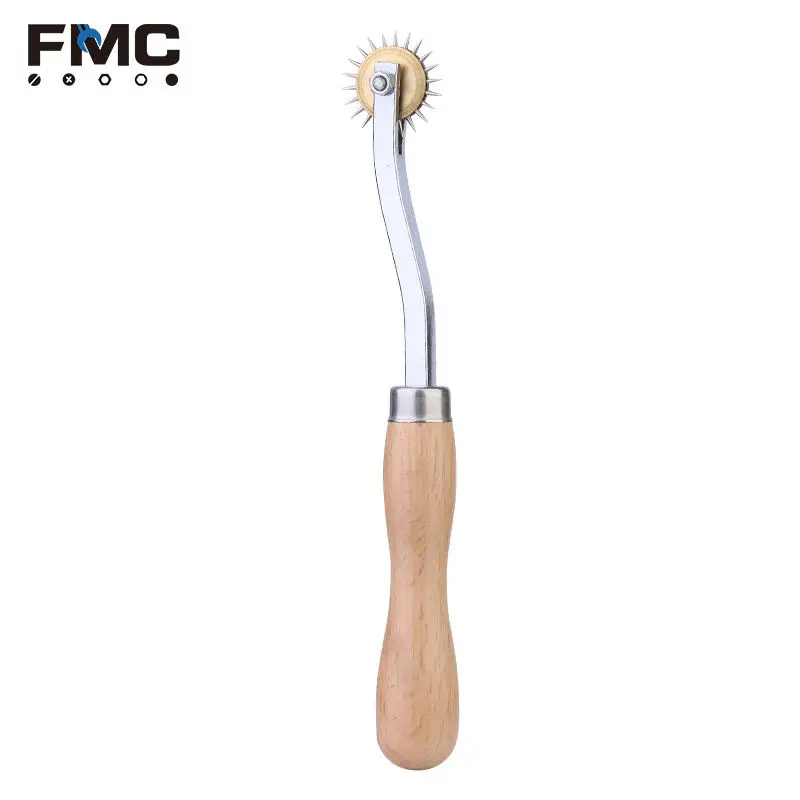 High quality DIY Leather Crafting Tool Wooden Handle Sewing Tracing Wheel tool