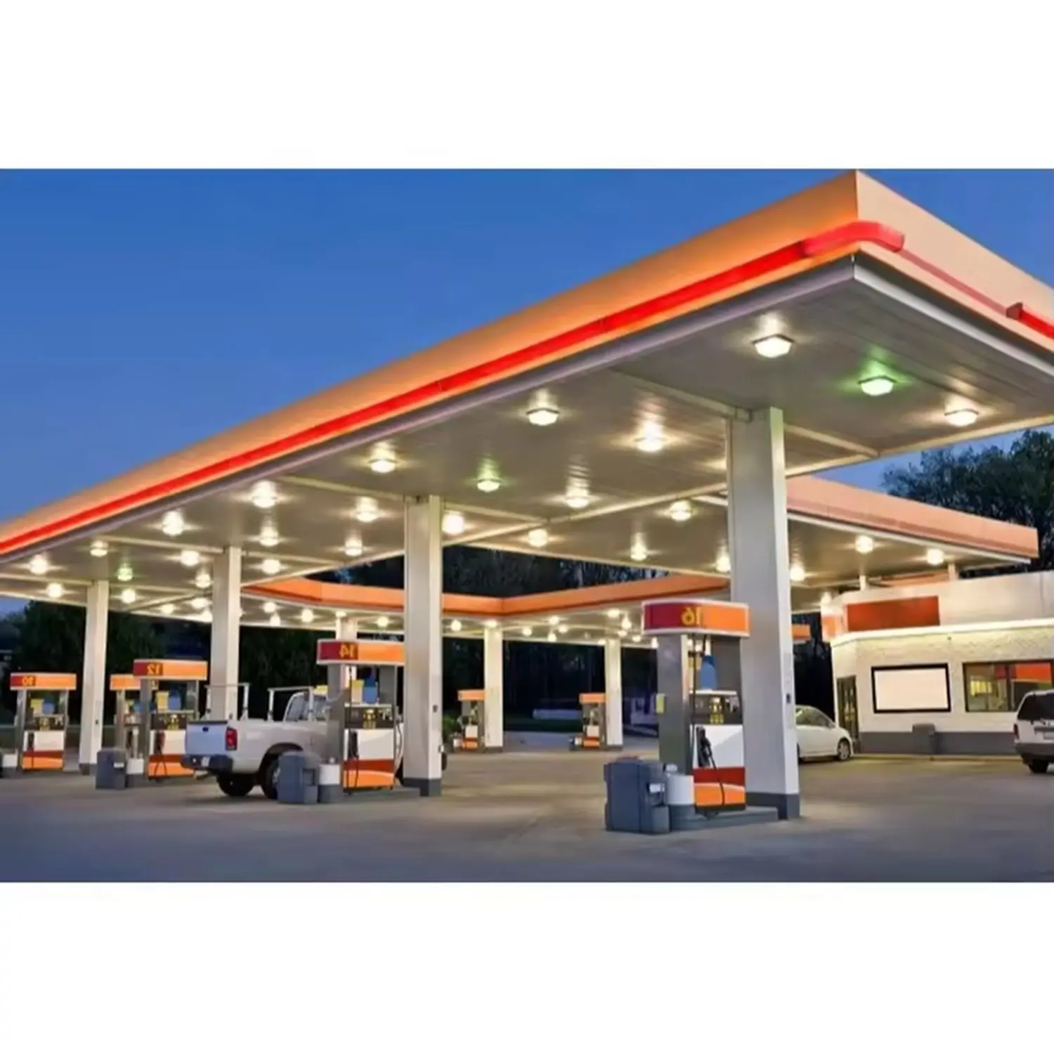 Customized Environmental-Friendly Modular Bolted Low Cost Of Gas Station Canopy Design