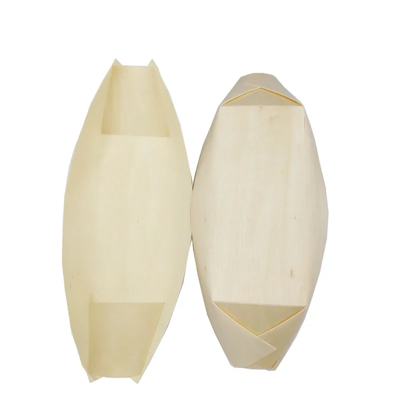 Wholesale Ecco Friendly Natural Container Disposable Party Wooden Sushi Serving Boat Tray for Food