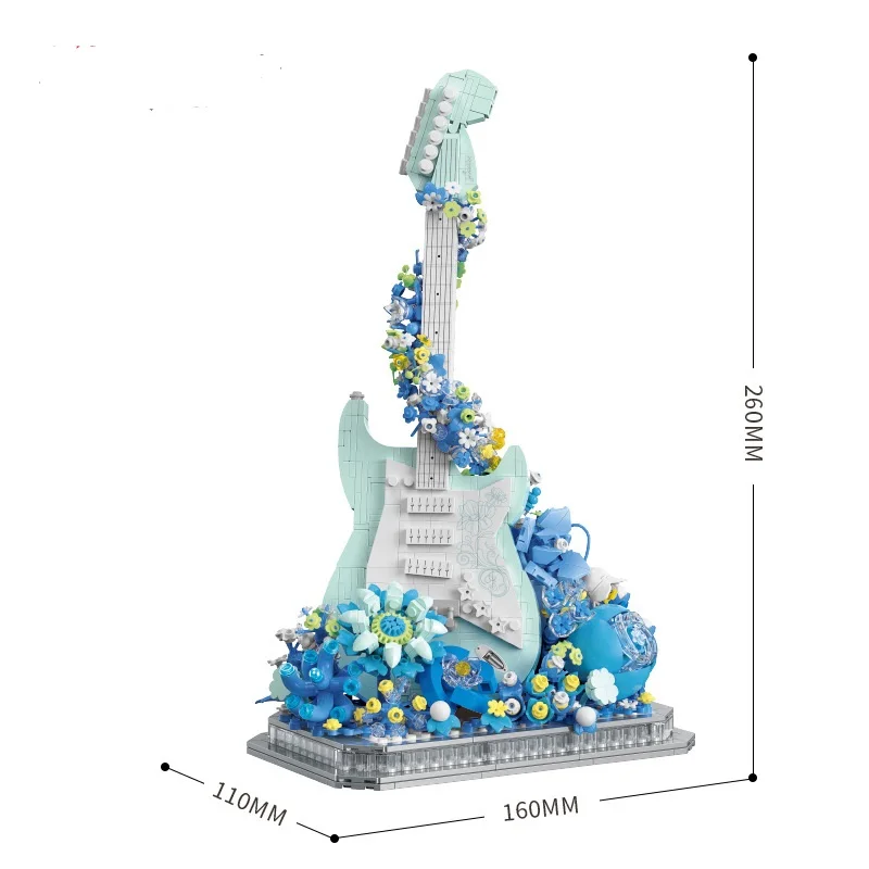 DIY guitar toy building block sets Flower plastic guitar building block Magical Building Block Sets Art Toys