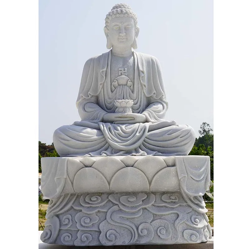 Life Size Religious Sitting Buddha Stone Carvings And Sculptures White Marble Garden Buddha Statue