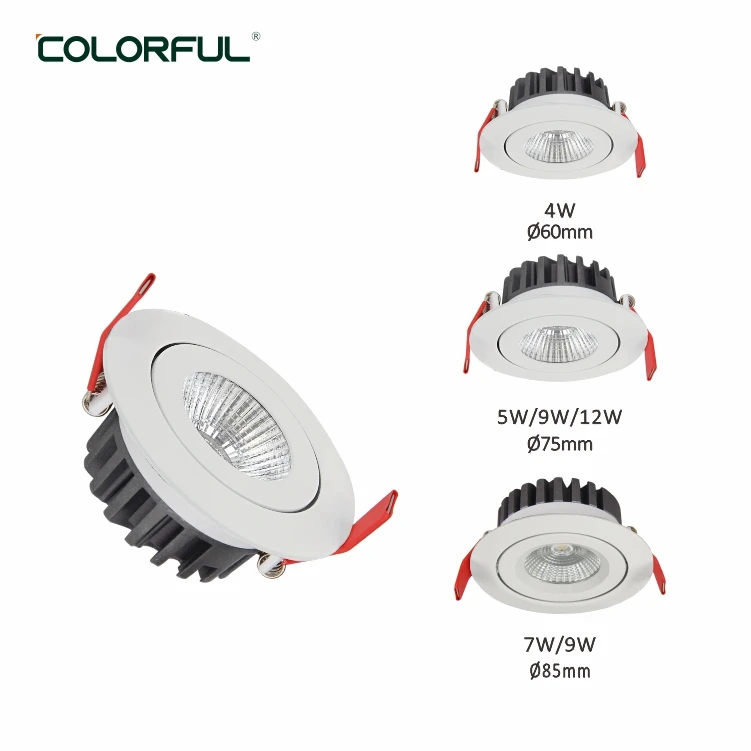 Aluminum slim cob spotlight adjustable head 5W 12W high Lm CRI meat fish bread fruit shop store recessed led downlight casing