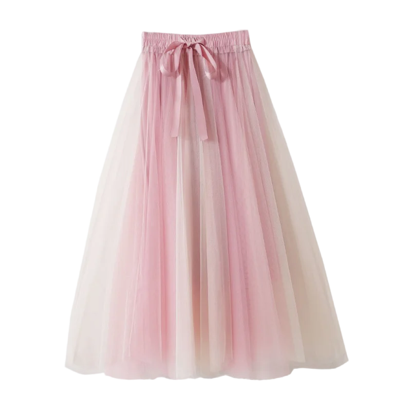 Kids Long Tutu Skirt Below Knee Children Ruffle Lining Cotton Princess Tulle Pleated Bow TUTU for Girls Teens Long Tutu Skirt