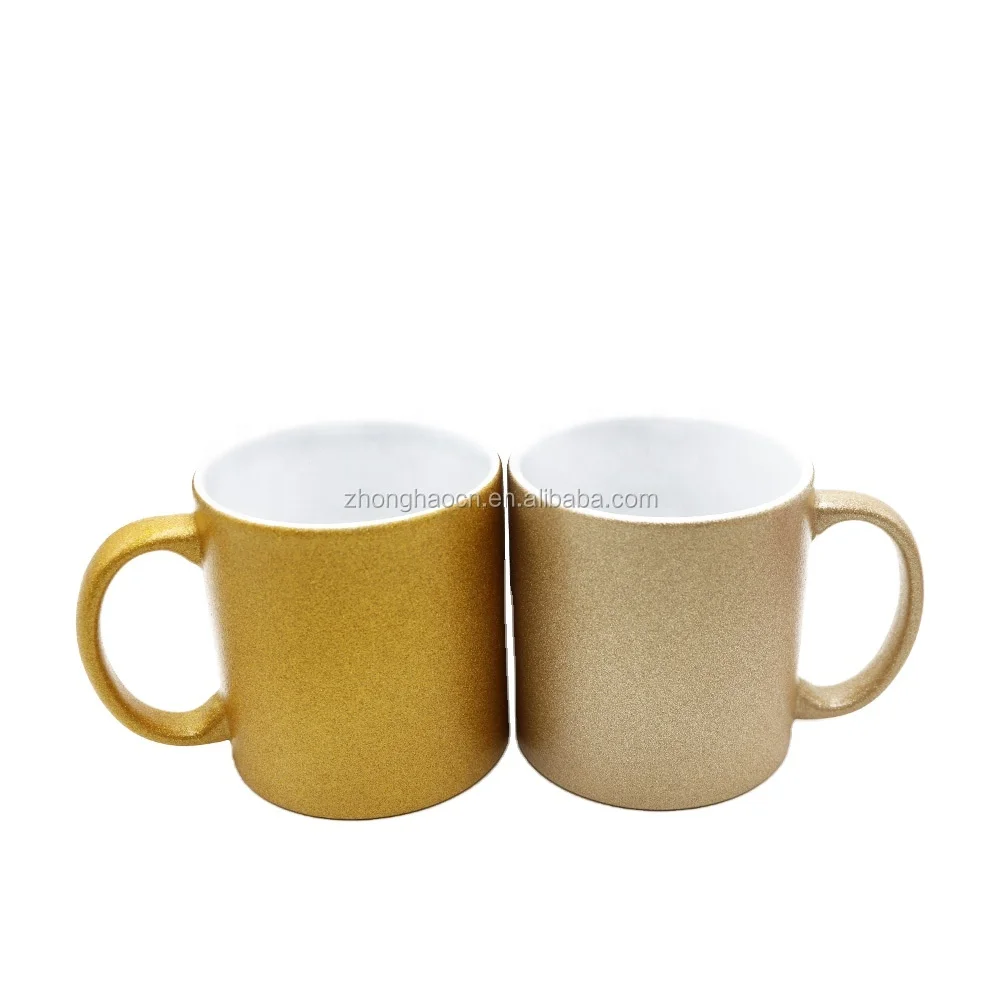 Eco-friendly custom design tea coffee cups reusable 11oz glitter color ceramic sublimation blanks change mug
