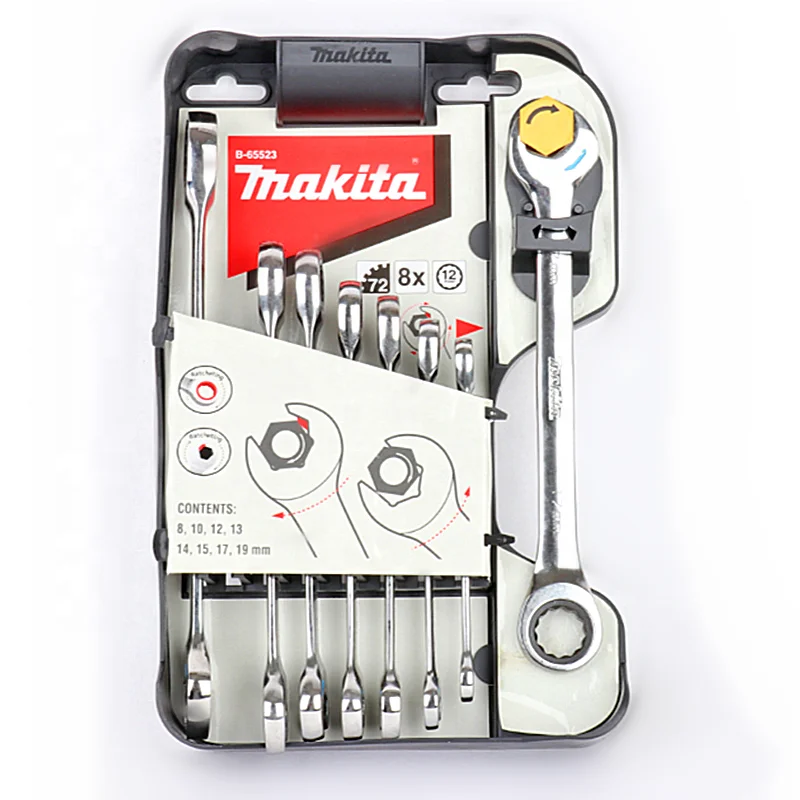 8 шт. Makita быстро открывающийся Трещоточный ключ ручной сливовый проникающий трубный для ванной установки велосипеда автомобиля ремонт