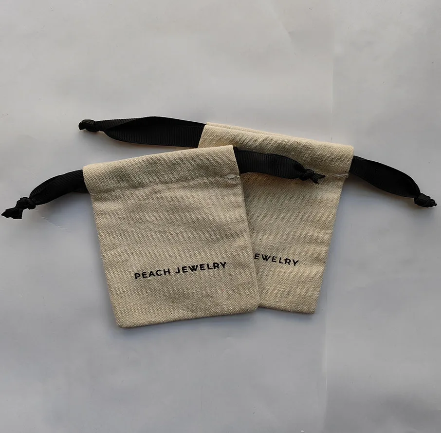 Eco Friendly Custom Logo Silk Screen Print Organic Cotton Muslin Shopping Canvas Drawstring Pouch Dust Bags For Handbag Shoe