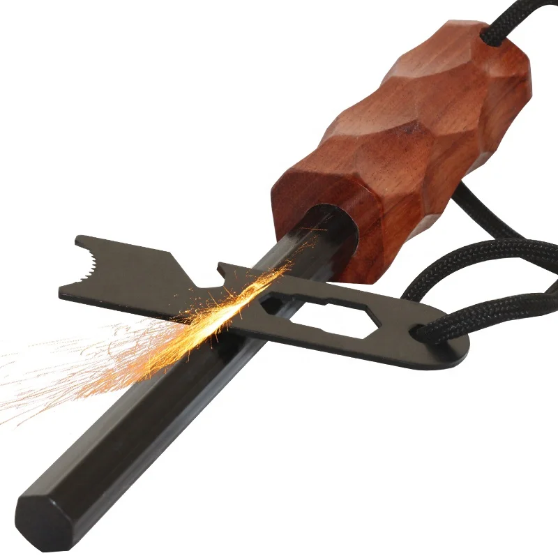 Big Hand Grip Bushcraft Hexagonal Ferro Magnesium Rod Firesteel Camp Fire Starter