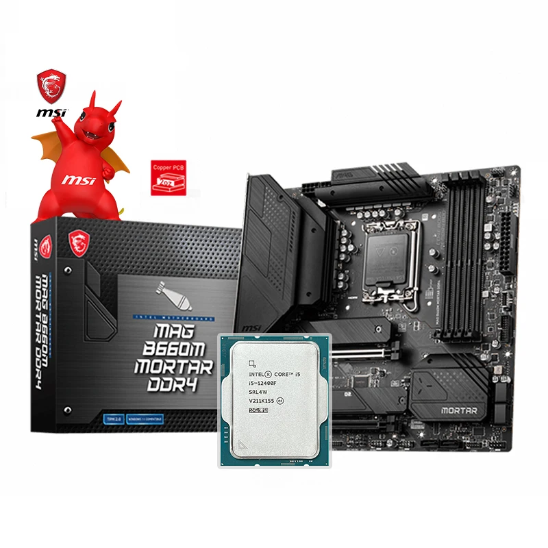 New MSI MAG B660M MORTAR DDR4 Intel Core Motherboard And  i5 12400F CPUs Support DDR4 LGA 1700 Processador+placa mae Suit