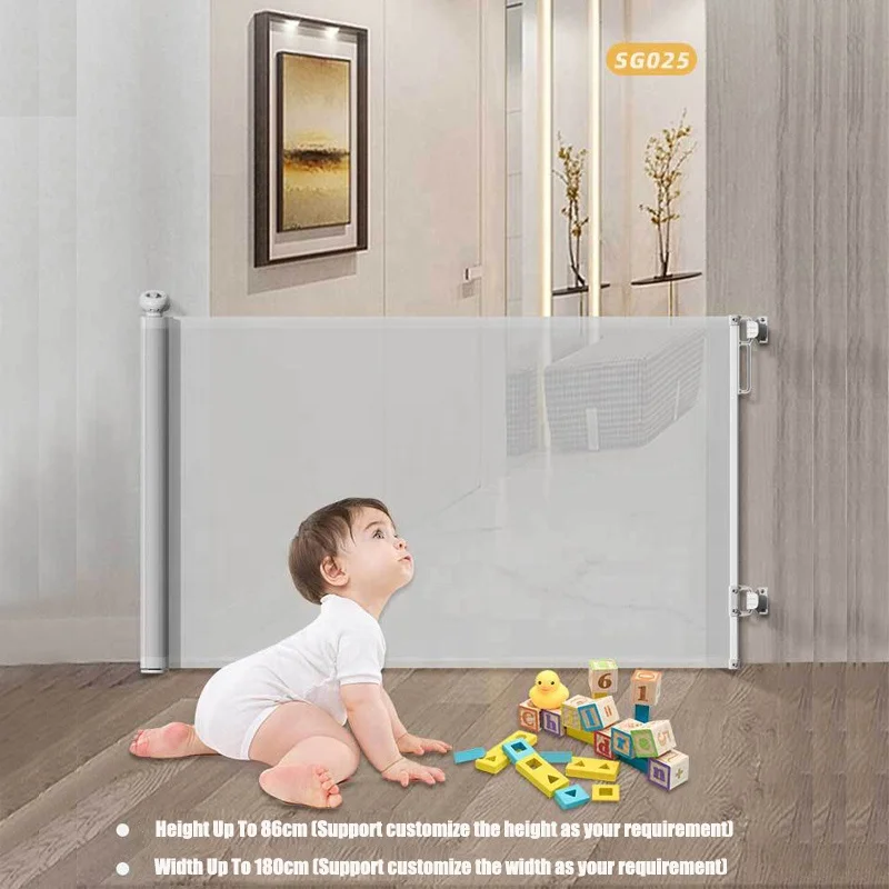 Probebi SG025 high quality mesh safety door stair gates retractable baby gate for child and kid
