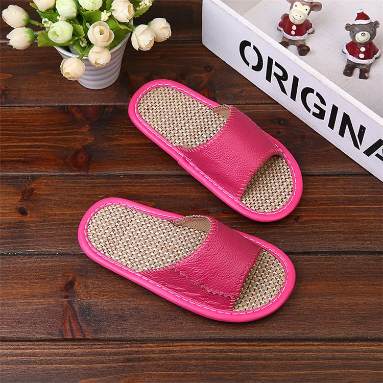 
Factories leather flip flos in China summer wear - resistant indoor linen slippers for girl 
