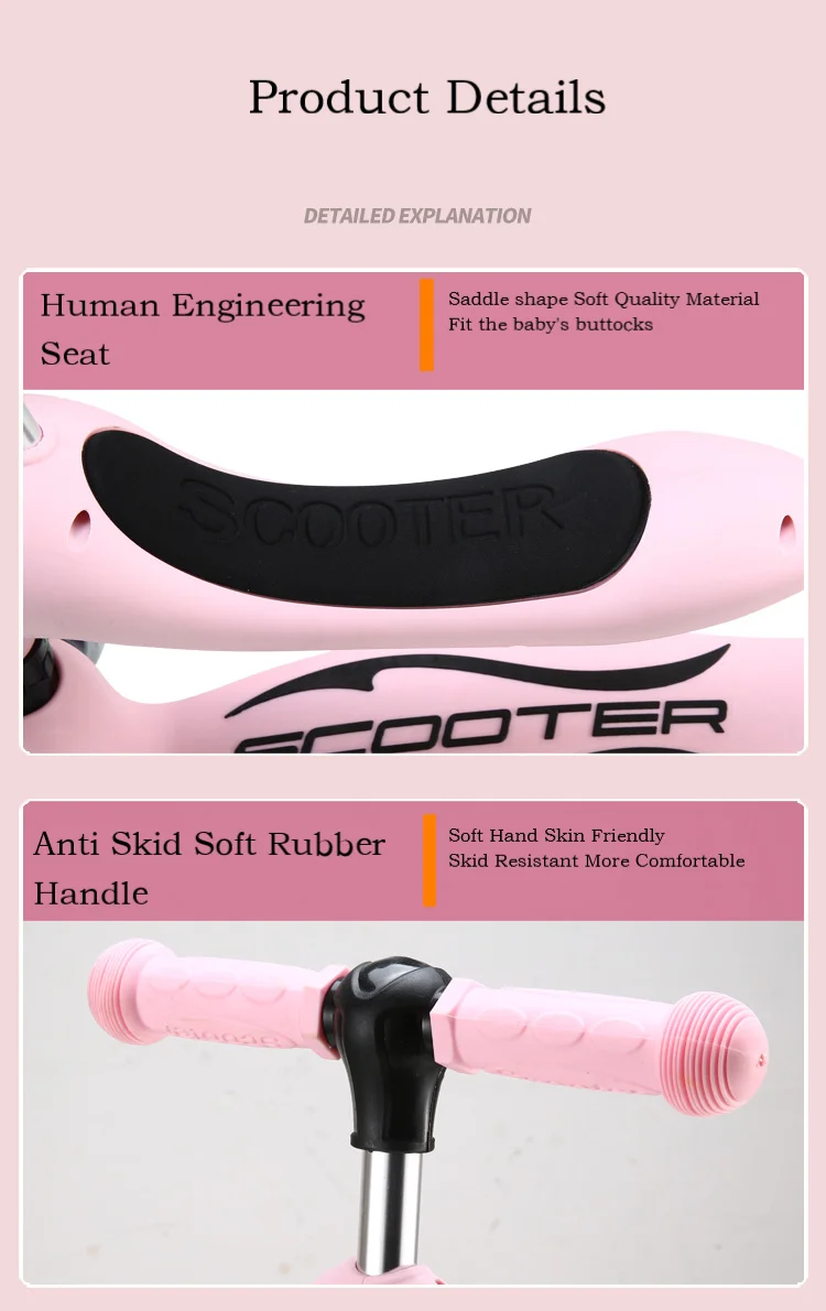 Hot sale custom Toddler Scooter 3-in-1 Kids Scooter with Flashing Wheels Adjustable Push Bar 3 Wheel Scooter for Kids