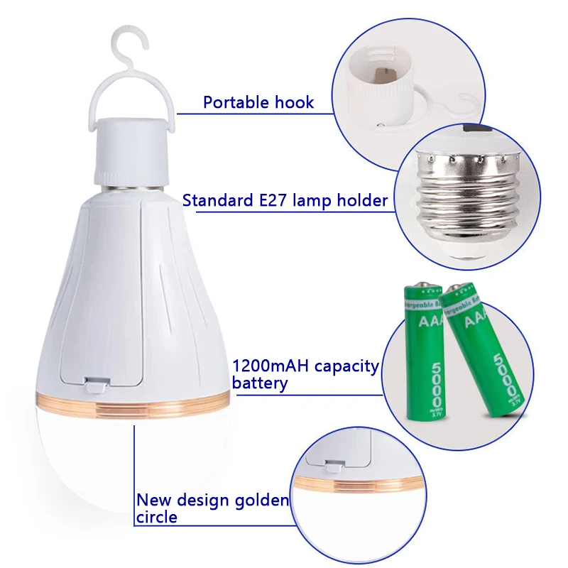 Intelligent E27 Rechargeable Emergency Smart Bulb Light LED Emergency Bulb Light with Battery Built-in