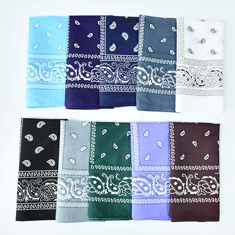 23 Colors Multifunctional Polyester Fabric Turban Custom Square Design Printed Ladies Paisley Turban Sports Bandanas