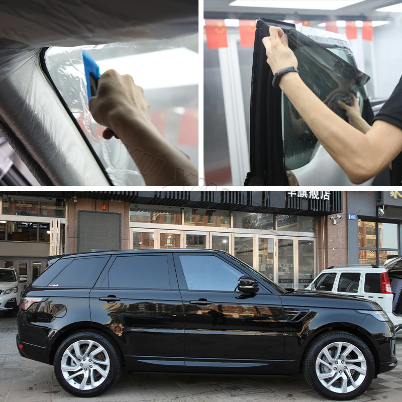 Black Color VLT10% PET Self Adhesive Car Glass Window Film UVR 99% Car Solar Tint 2 Ply Nano Ceramic Film Car Window Film