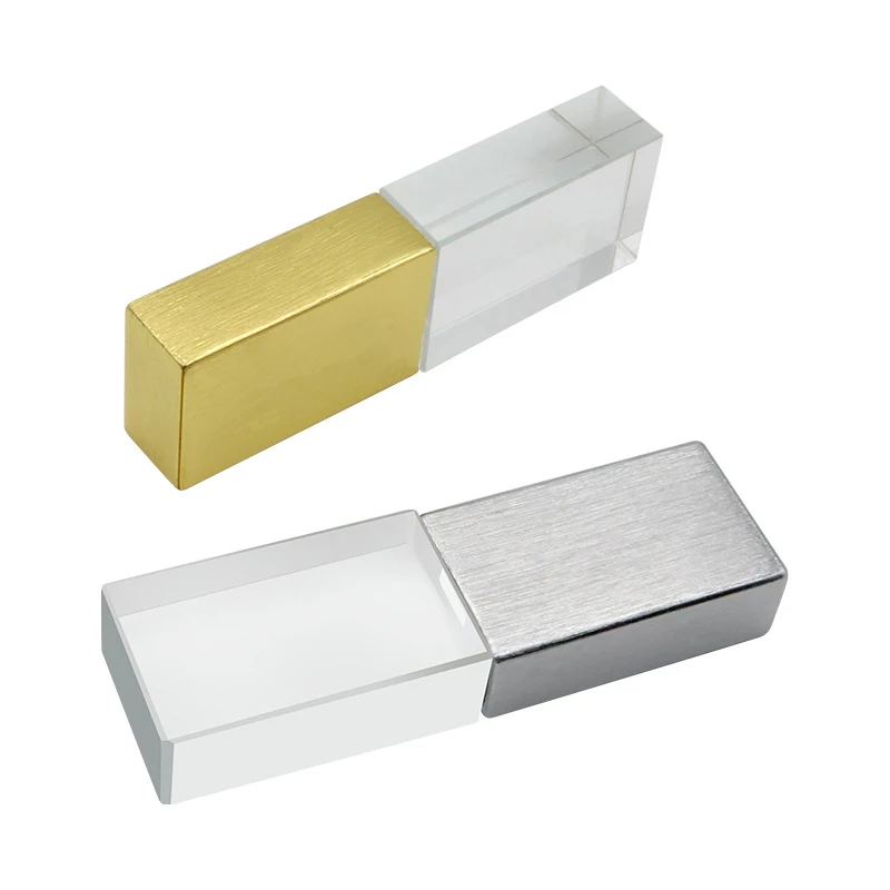 Crystal Usb 3.0 Sticks Engraved Custom Logo 4GB 8GB 16GB Glass Flash Drive 2.0 White Box Pen Drive 32GB 64GB crystal usb stick