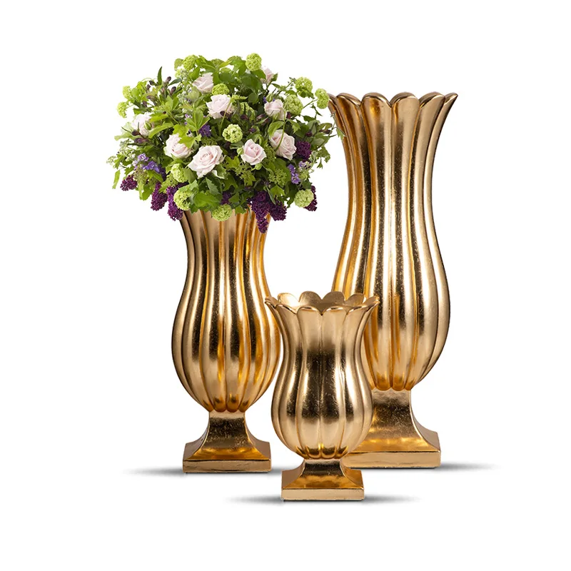 60/90/120cm Trumpet Vase for Wedding Centerpieces Tall Gold Vases for Wedding Centerpieces Factory Wholesale Wedding Vase