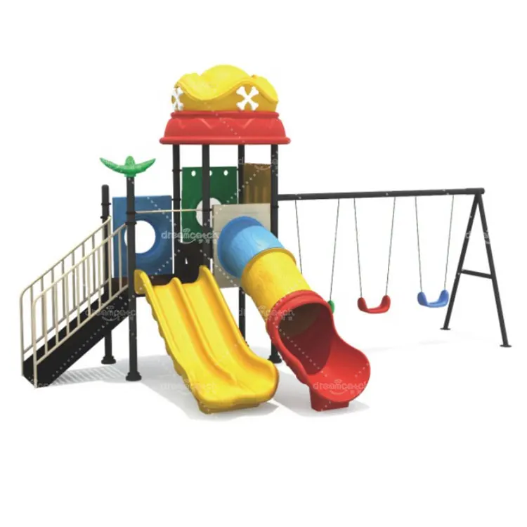 Wholesale children small plastic slides swing sets kids outdoor playground equipment for school
