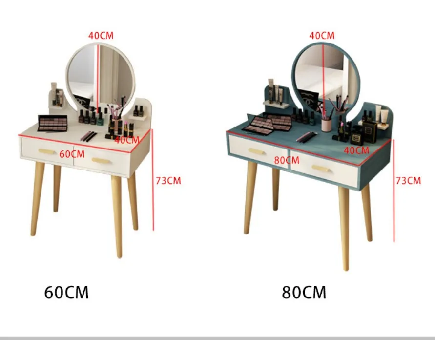 Nordic Style Storage Cabinet Integrated Dressing Table with Mirror and Stool Dressing Table