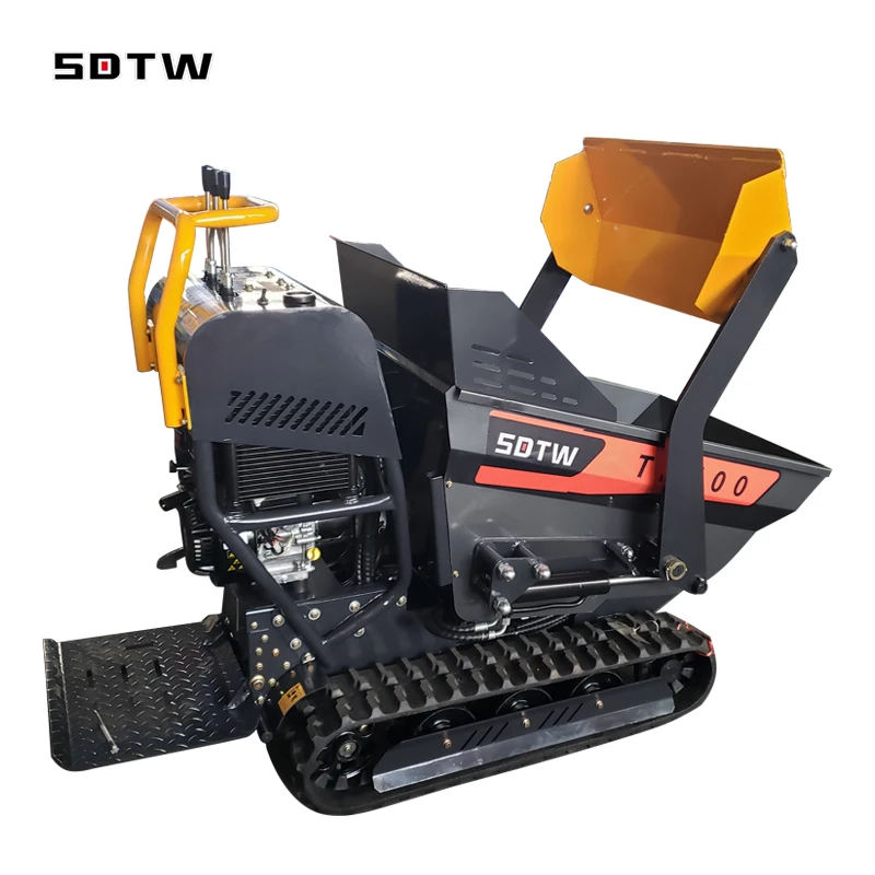 800kg Wheelbarrow Mini Dumper Briggs stratton Electric Start Mini Site Dumper Mini transporter Track Carrier with hydraulic