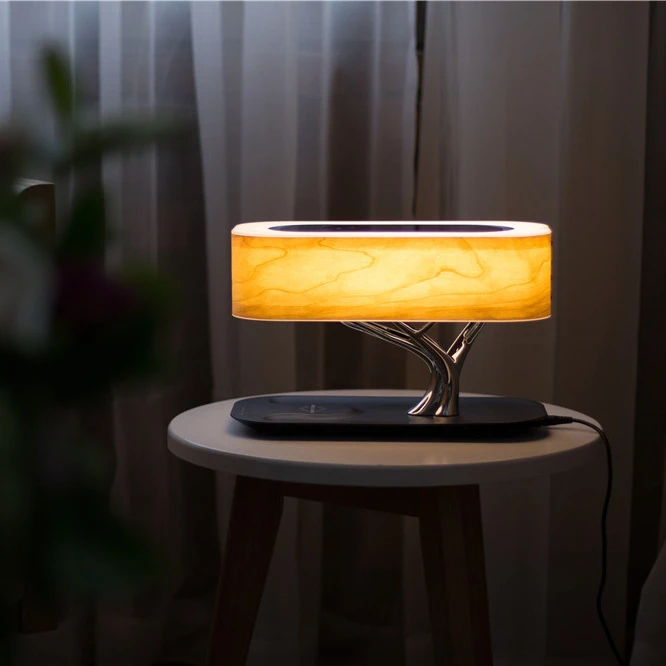 trending products 2023 new arrivals LED night light table lamp with wireless charger and Bluetooth speaker for home decoration